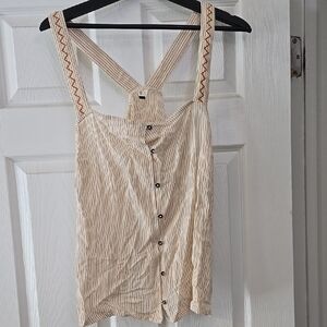 Roxy Xl Striped Cream Sleeveless Top